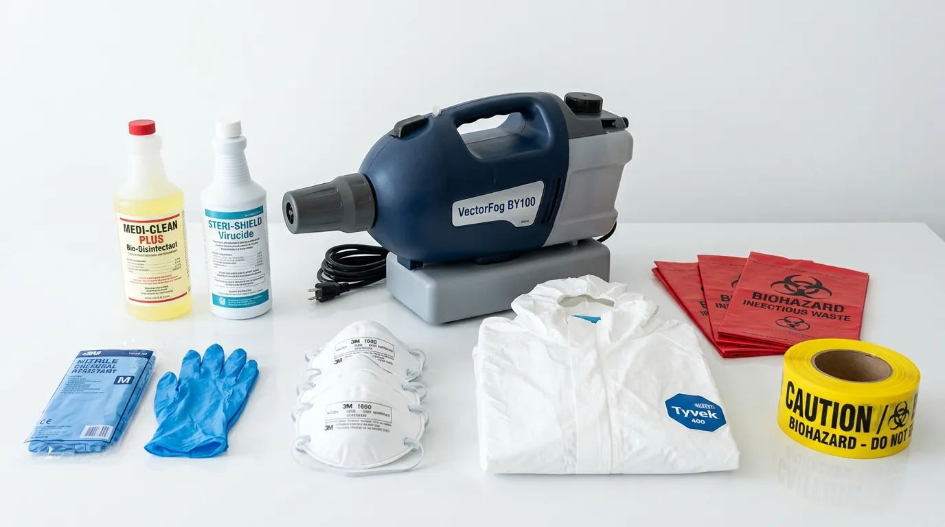 Professional biohazard remediation crew working in Rittman